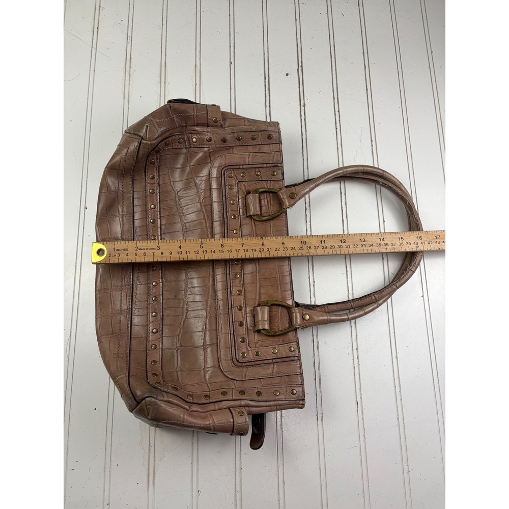 Nine West Vintage Y2K Taupe Croc Embossed Studded Shoulder Bag - Picture 8 of 12